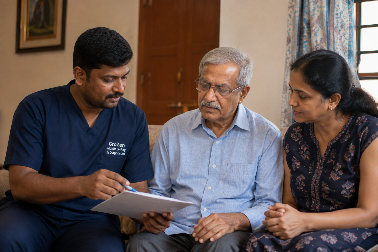 Patient recovering at home comfortably